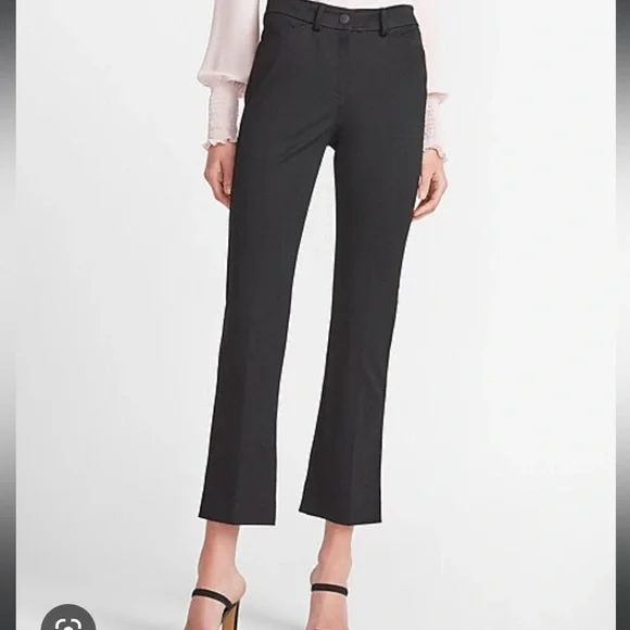 Express | Pants & Jumpsuits | Express High Rise Flare Cropped Black Dress  Pants Size 2 | Poshmark